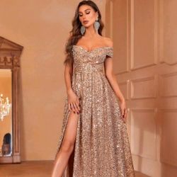Medium Off_shoulder Slit Sequin $45