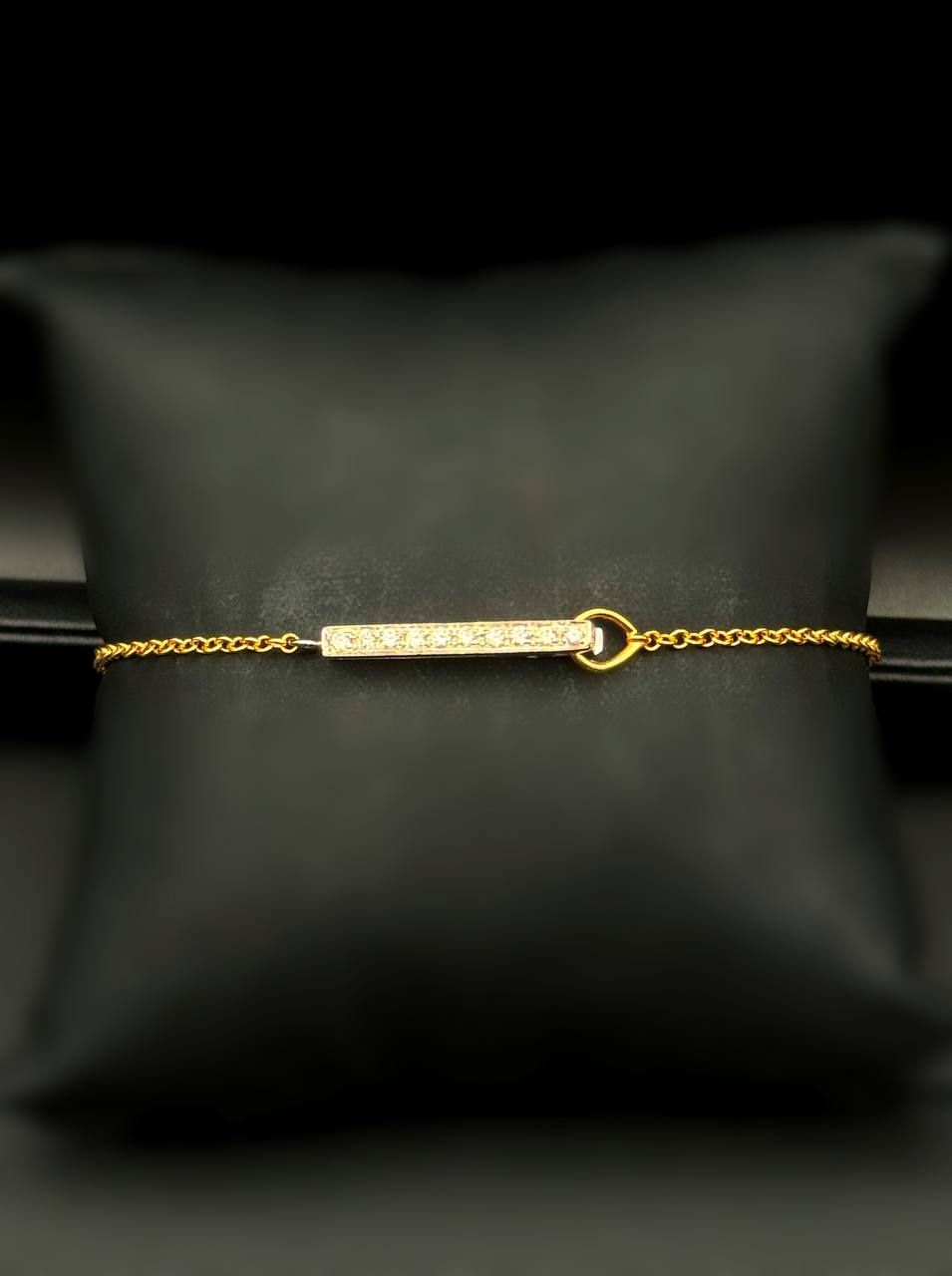 18K Solid Yellow & White Gold 0.35CTW Diamond Anklet 9β Bracelet 2mm