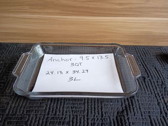 Anchor Glass Baking Dish 9.5 x 13.5 3QT 3L