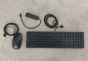 HP Wired Keyboard & Mouse Bundle + USB-C Hub