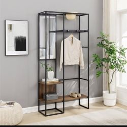 New 70" Modern Wood Hall Tree with Mirror