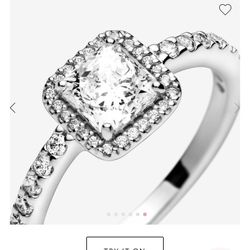 Pandora Square Sparkle Halo Ring 