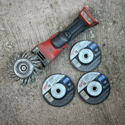 Milwaukee Grinder And 3 Cutting Wheels 