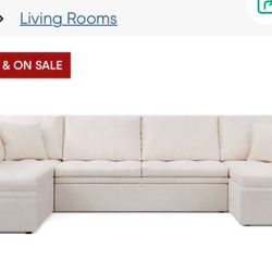 PRICE REDUCED - 3 Pc Left Arm Chaise Sleeper Sectional(off white)
