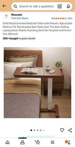 Wooden Walnut Height Adjustable Bedside Table