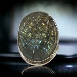 Large Carved Labradorite ring