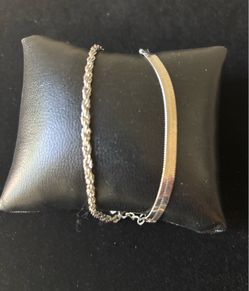Silver tone Bracelets set of 2 . Stainless Steel
