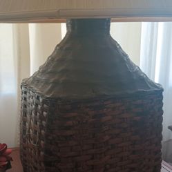 Antique Chinese Wicker Basket Lamp.Pair Of 2 
