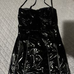 Black, Mini Latex  Dress 