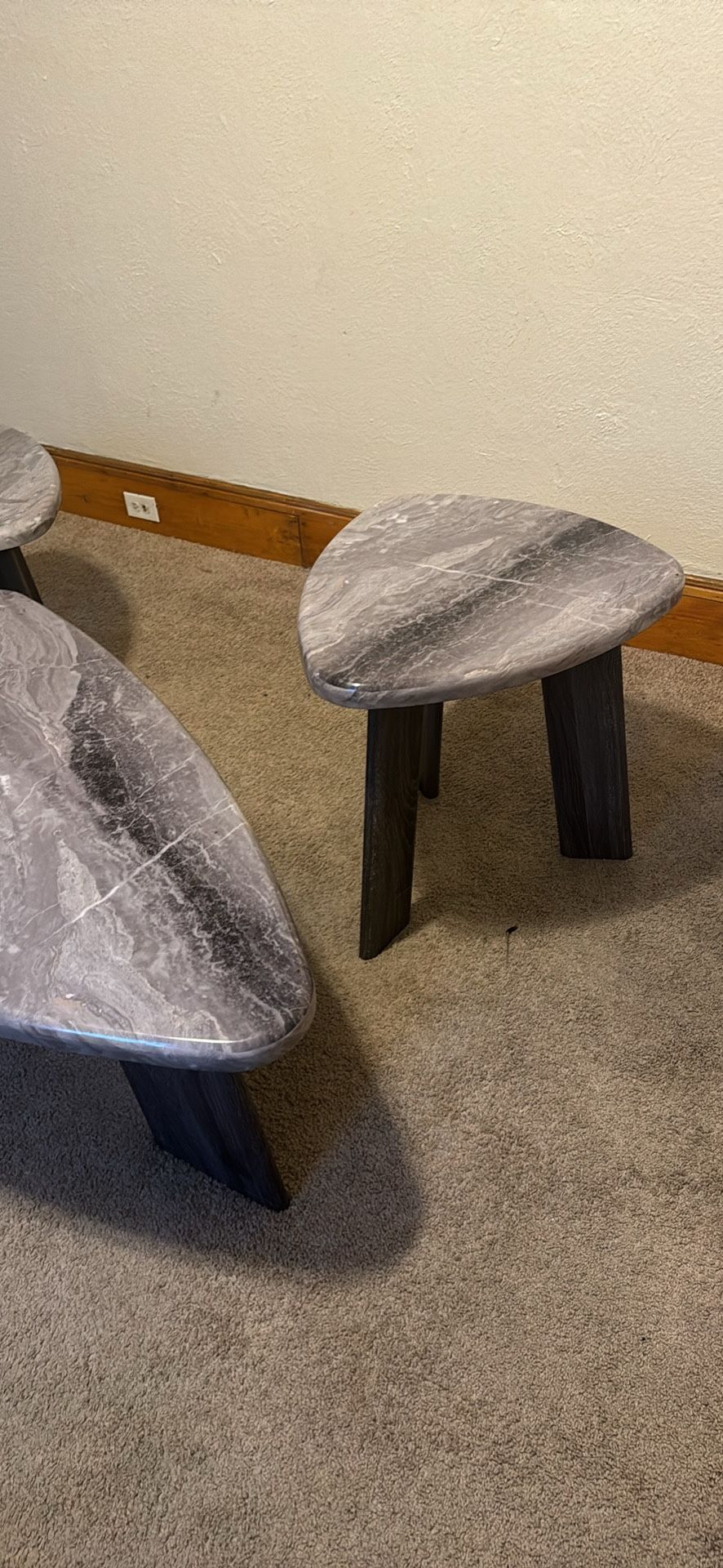 One coffee table and two end tables
