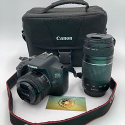 Canon Rebel T7 w/ 50mm F1.8 & EF 75-300mm Pre-Owned Bag Included (Needs Battery!) 