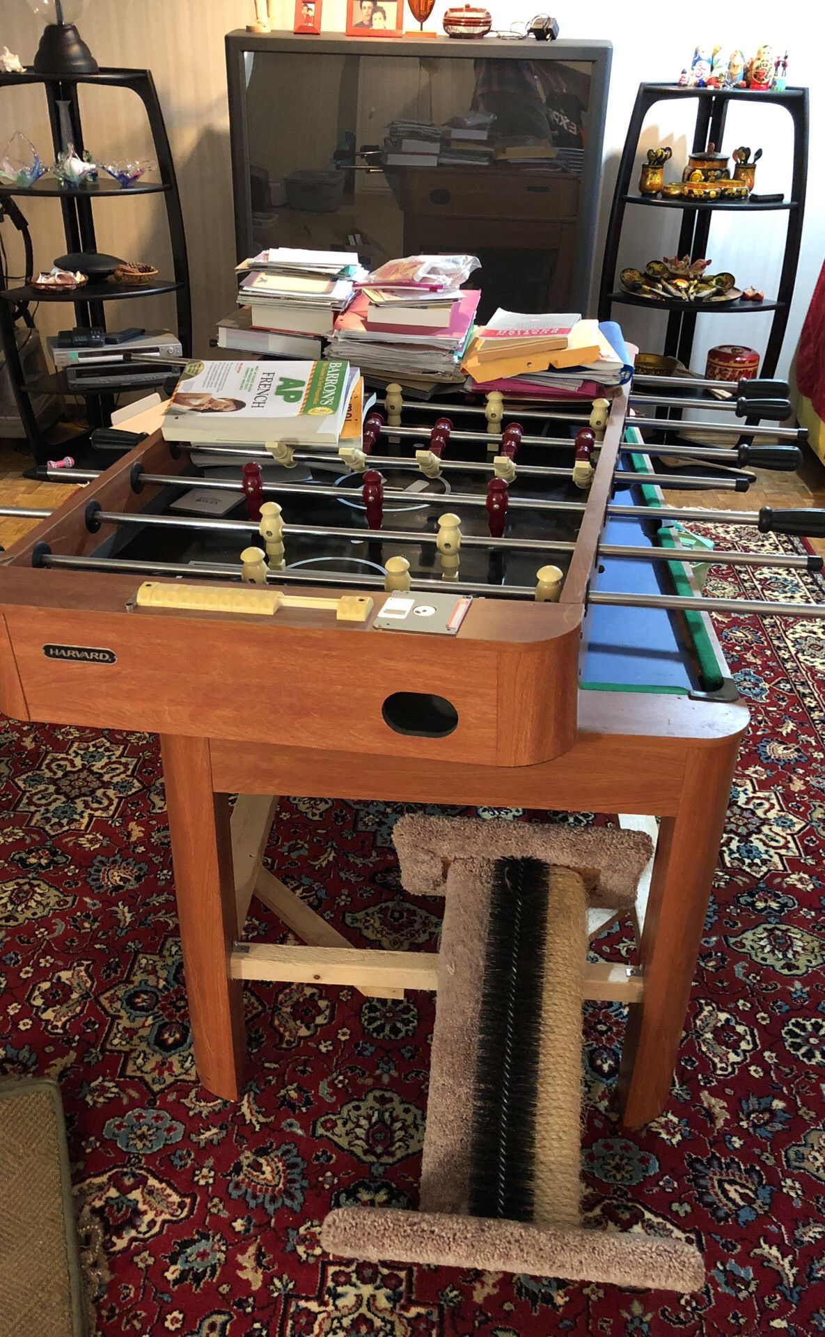 Harvard game table: foosball, air hockey, mini billiards/ ping pong