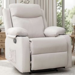 Brand new in unopened box Beige Recliner Chair - Compact Single Sofa w/ Cup Holder & Side pocket
