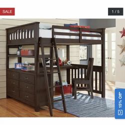 Full Size Loft Bed With Dresser And Bed