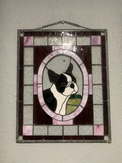 Glass And Metal French Bulldog Frame 22”1/2x18”1/2 $20