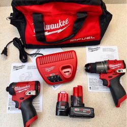 🔥 Milwaukee M12 FUEL 2-Tool Combo Kit, Drill , impact driver