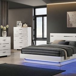 Brand New White 4pc Queen Bedroom Set (Available In California & Eastern King)