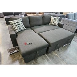 Sectional Sofa With Storage Chaise And Pull Out Sofa Bed  