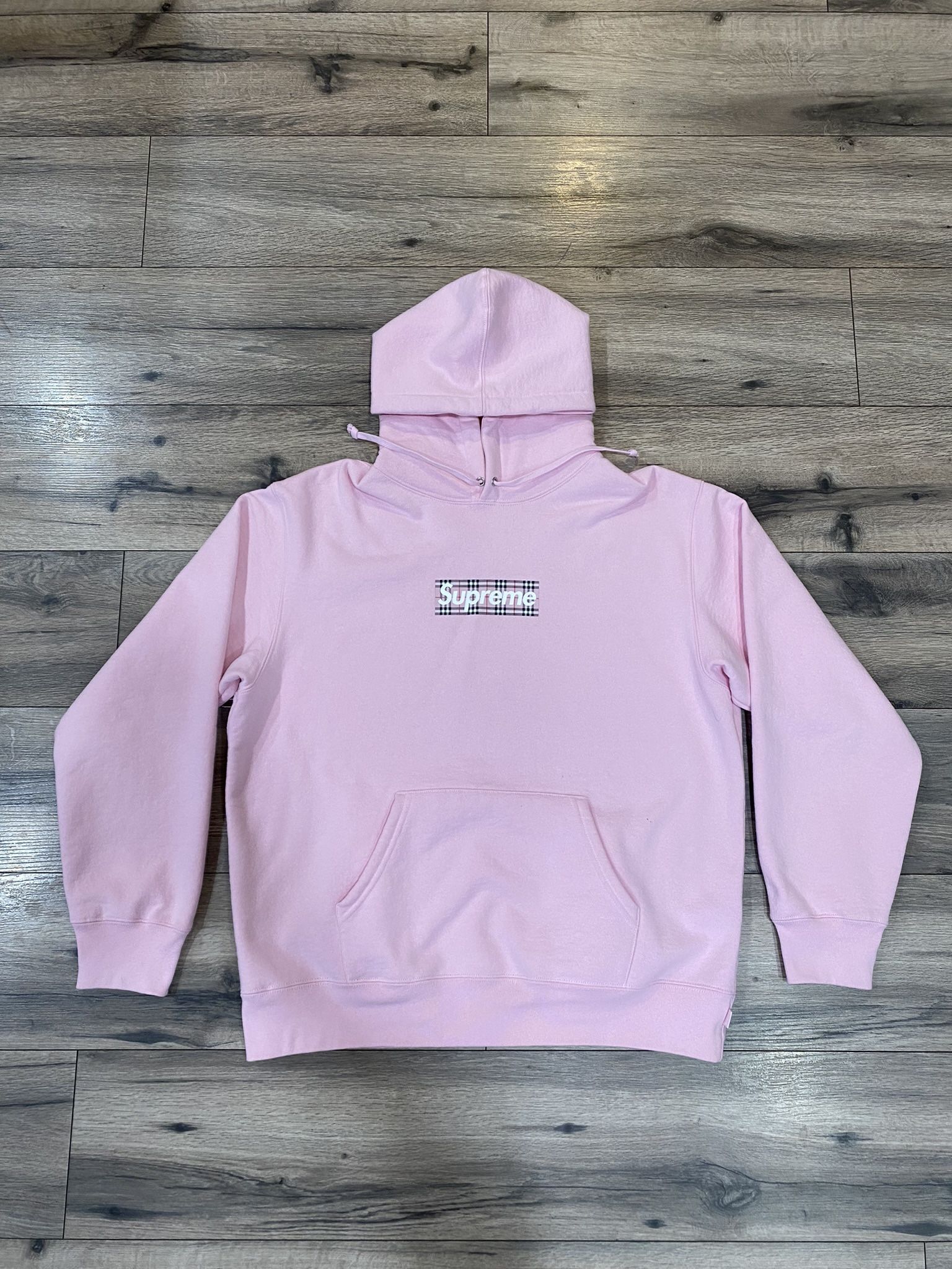 Supreme Burberry Box Logo Hoodie (Light Pink) for Sale in San