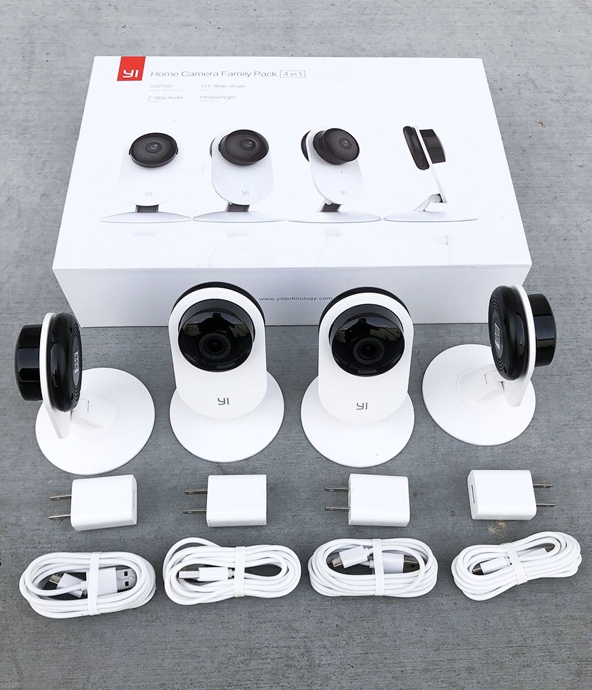 New $90 YI 4pcs Home Camera, 720p Wi-Fi IP (2.4GHz) Security Surveillance Smart System, Night Vision