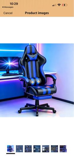 Huracan Gaming Chair with Footrest, Adjustable Ergonomic Computer Office Chair with Lumba Pillow, Video Game Computer Chairs for Adults, Racing Style 