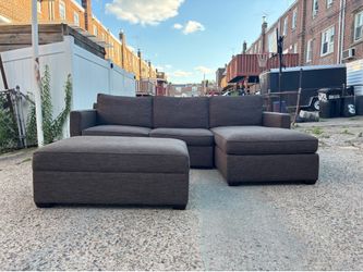 Crate and Barrel Sleeper Sectional with Storage Ottoman (Delivery Available)