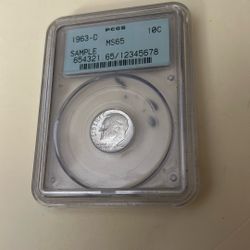 1963 D Sample Silver dime 