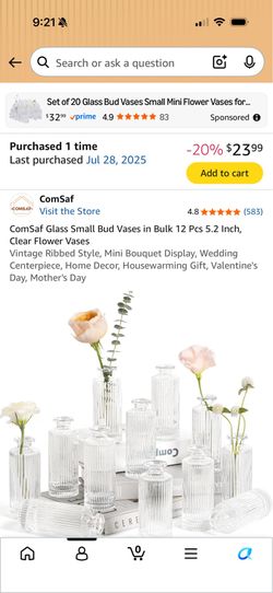Rubbed clear glass vases - 3 1/2 sets  (42)