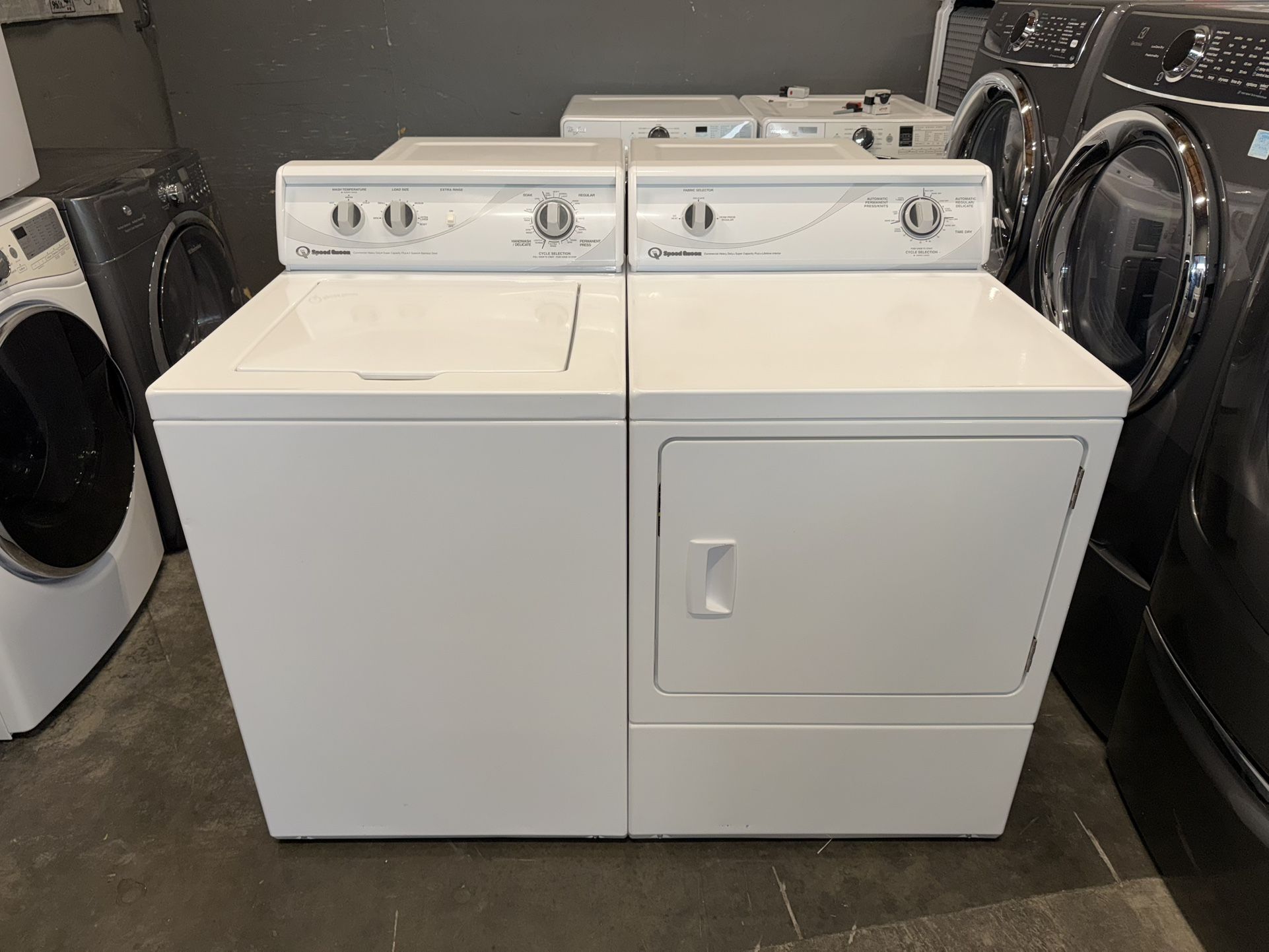 SPEED QUEEN COMMERCIAL QUALITY WASHER DRYER ELECTRIC SET 