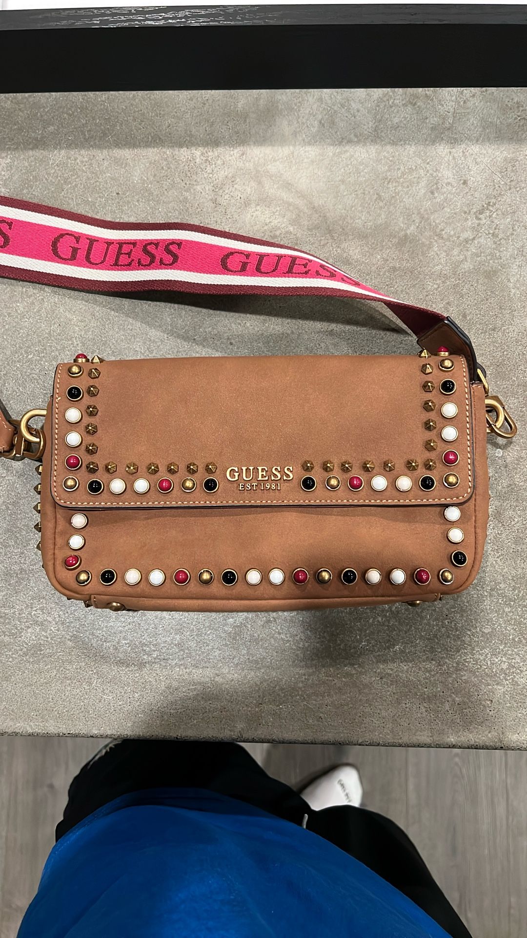 Guess Radar Flap Crossbody Bag Cognac