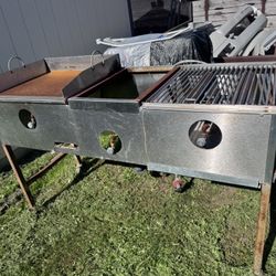 Carrito para tacos con plancha y azador de gas 