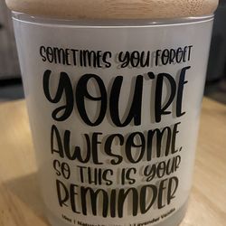 Inspirational Soy Candle – Lavender Vanilla – “You’re Awesome” – New