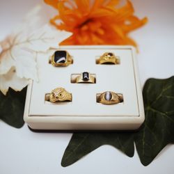 Set of 5 Gold-Tone Statement Rings
