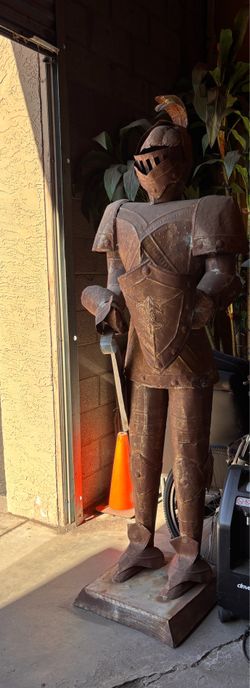Large metal knight statue