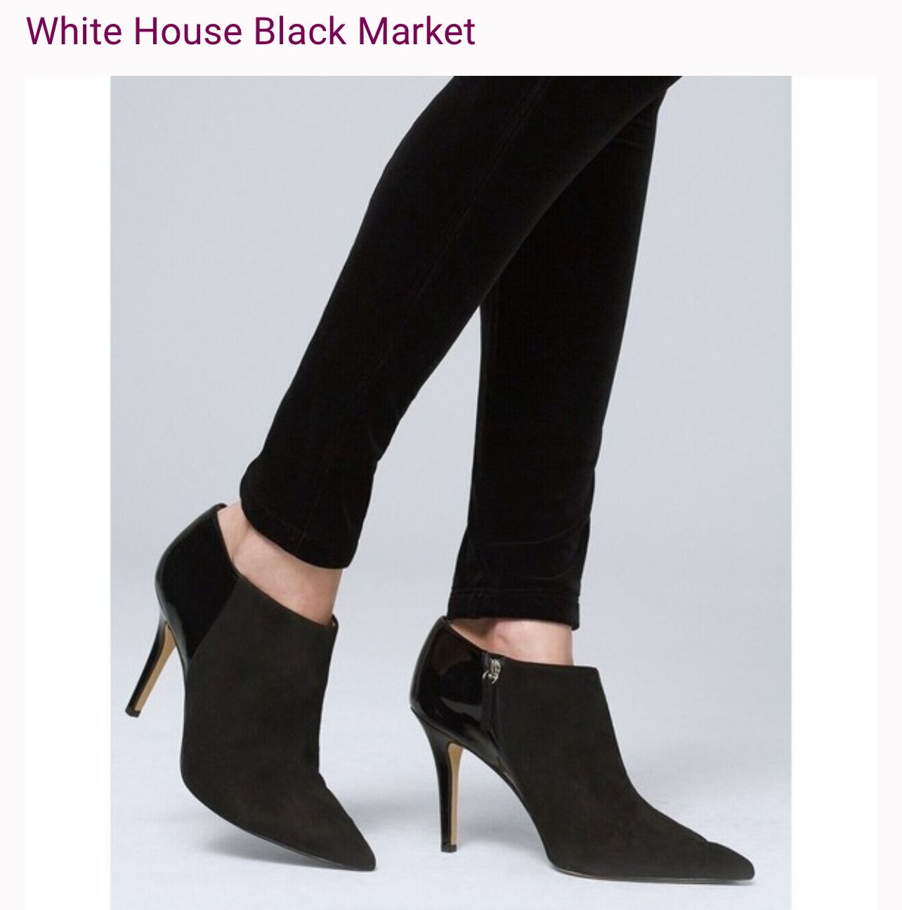 White House Black Market Eliza Suede & Patent Leather Booties Womens Black Size 6.5 (3)