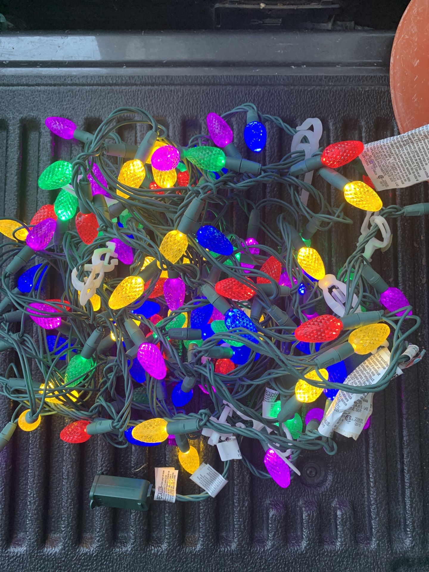 C7 LED? $15 each Indoor outdoor Christmas lights.