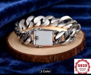 New Men’s Sterling Silver 925 stamped 87 Grams Cuban Style Bracelet 8.66 inches