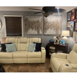 Beautiful Ivory Sofa And Recliner 