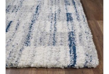 Modern Shag Area Rug Blue and White Living Spaces