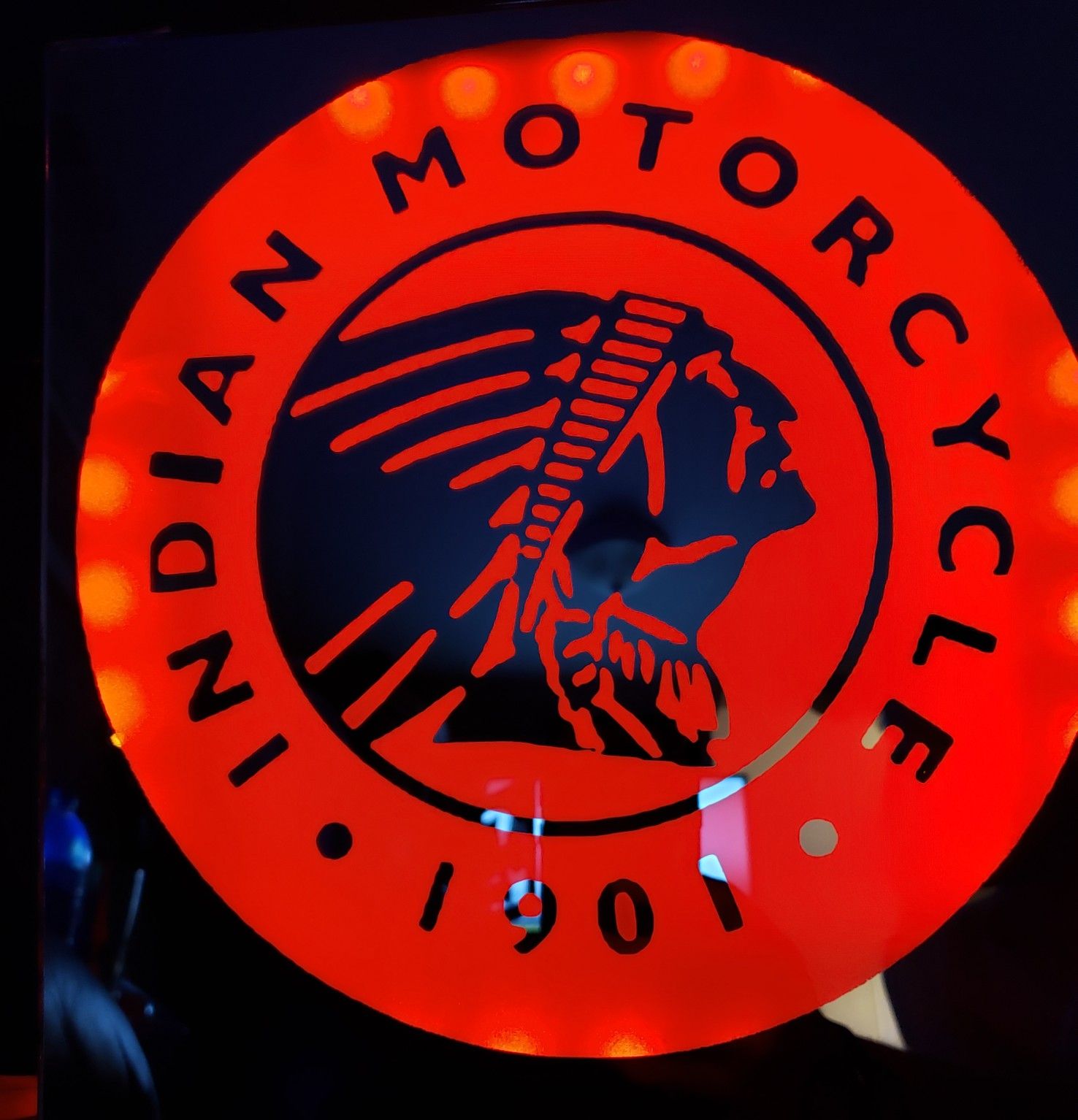 Indian motorcycles etched lighted mirror