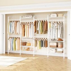 H4 Wall Mounted Closet System, Expandable Industrial Pipe Clothes Rack Clothing Rack for Hanging Clothes, Heavy Duty Closet Organizers and Storage in 