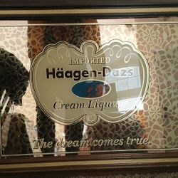 Haagen Dazs Glass And Wood Wall Decor 1970s