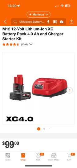 M12 12-Volt Lithium-Ion XC Battery Pack 4.0 Ah and Charger Starter Kit