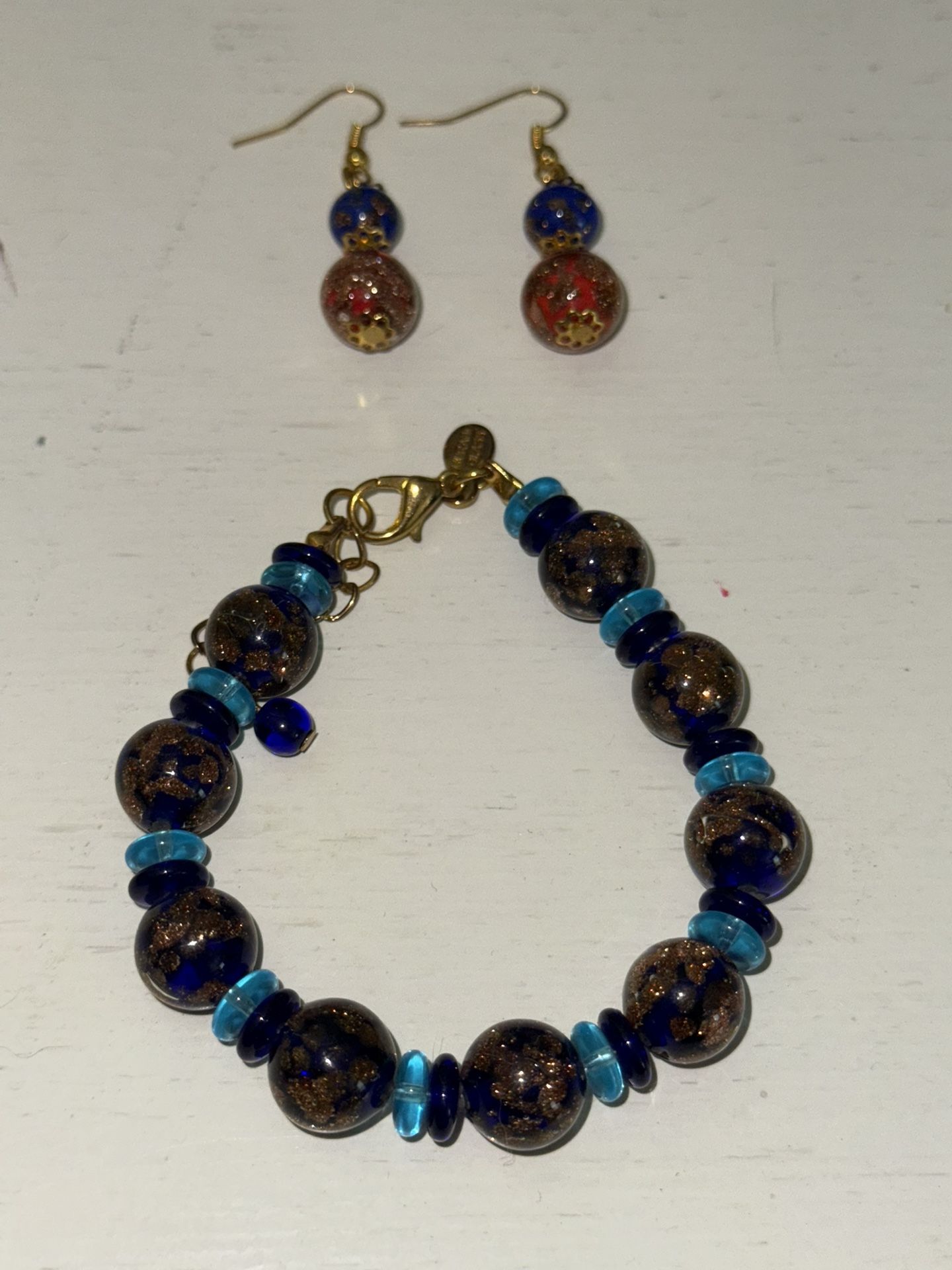 Moreno Glass Earrings And Bracelet