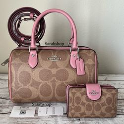 Coach Rowan Satchel In Signature Canvas Set