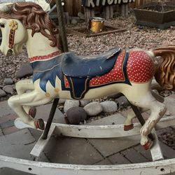 vintage wooden carousel-style rocking horse