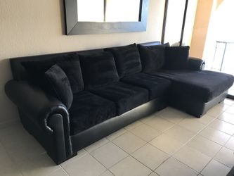 Large sectional black couch