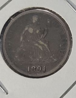 1891-P United States Seated Liberty Dime.