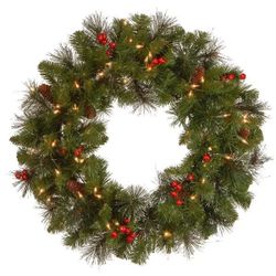 24" Plug-In Pre-Lit Crestwood Spruce Wreath