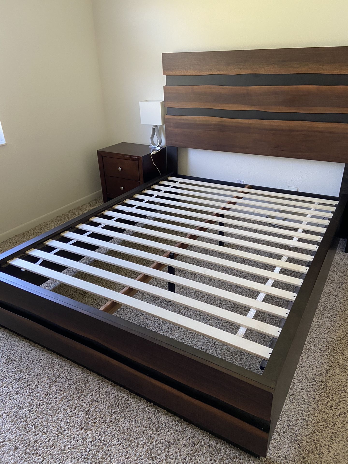 Queen bed frame, coffee brown